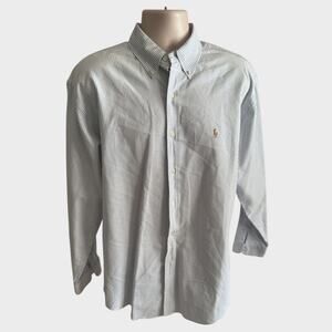 Ralph Lauren Blake Mens Striped Button Front Long Sleeve Shirt Large Blue White